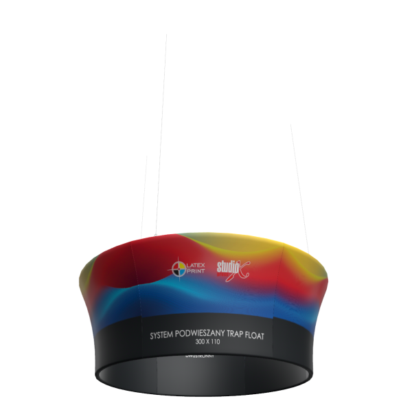 Ścianka tekstylna Trapfloat to podwieszany system reklamowy, który pozwoli Ci wnieść przekaz promocyjny na wyższy poziom