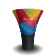 totem reklamowy, który doskonale sprawdzi się jako uzupełnienie stoiska targowego, recepcji czy imprezy firmowej