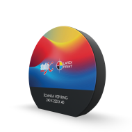 Koło reklamowe Ring pomoże w zaprezentowaniu marki z jak najlepszej strony na targach lub eventach. Jednolita ścianka tekstylna.