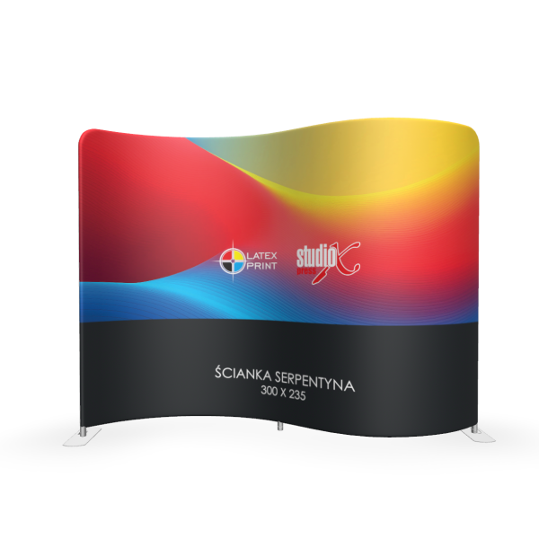 Ścianka SERPENTYNA pofalowana ścianka tekstylna, która pozwoli w ciekawy sposób zaaranżować przestrzeń targową, konferencyjną lub na recepcji