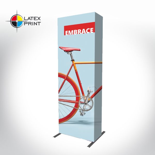 ścianka tekstylna typu popup z grafiką tekstylną HOPUP