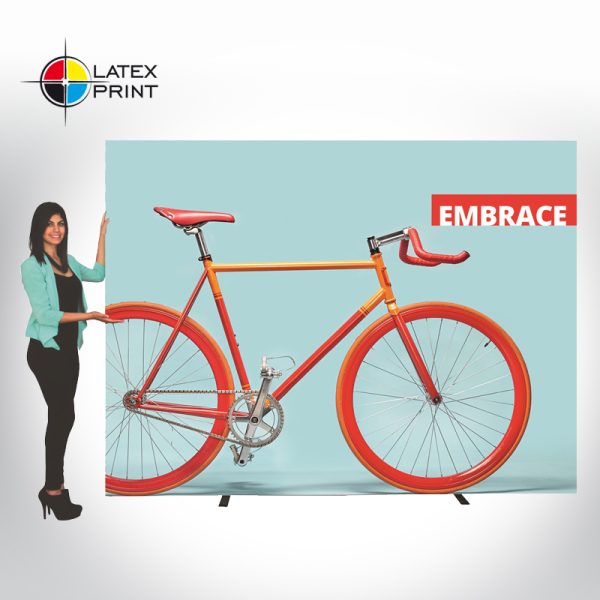 ścianka tekstylna typu popup z grafiką tekstylną HOPUP