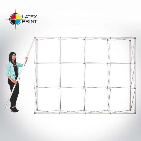 ścianka tekstylna typu popup z grafiką tekstylną HOPUP