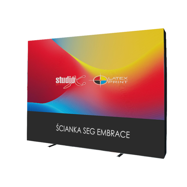 ścianka tekstylna typu popup z grafiką tekstylną HOPUP