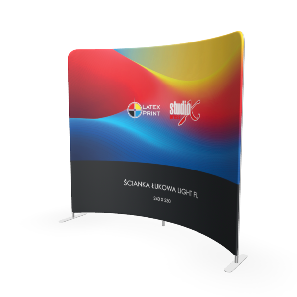 Ścianka reklamowa tekstylna łukowa, która znajdzie szerokie zastosowanie w twoich działaniach promocyjnych i brandingowych. Możesz jej użyć na targach i innych eventach oraz w biurze.