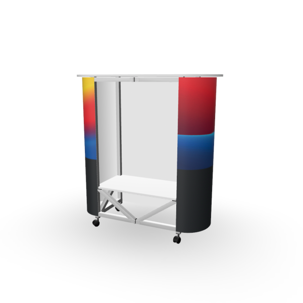 Wyposażone w praktyczną półkę, stoisko reklamowe zostało stworzone dla pełnej wygody podczas eventów, targów, kongresów i spotkań biznesowych. trybunka reklamowa, która wprowadzi nowy wymiar do Twoich akcji promocyjnych, targowych i eventowych.