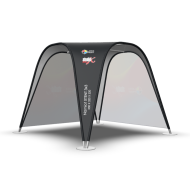 Produkt wystawienniczy, za pomocą którego zaaranżujesz wygodne i praktyczne stoisko. skuteczny nośnik treści reklamowej. Wszystko za sprawą wydruków, którymi pokryjemy dach i ściany boczne. Umieścimy na nich twoje spersonalizowane grafiki. Dzięki temu wyeksponujesz markę i umocnisz jej wizerunek w świadomości potencjalnych klientów.