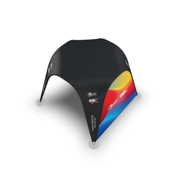 Produkt wystawienniczy, za pomocą którego zaaranżujesz wygodne i praktyczne stoisko. skuteczny nośnik treści reklamowej. Wszystko za sprawą wydruków, którymi pokryjemy dach i ściany boczne. Umieścimy na nich twoje spersonalizowane grafiki. Dzięki temu wyeksponujesz markę i umocnisz jej wizerunek w świadomości potencjalnych klientów.