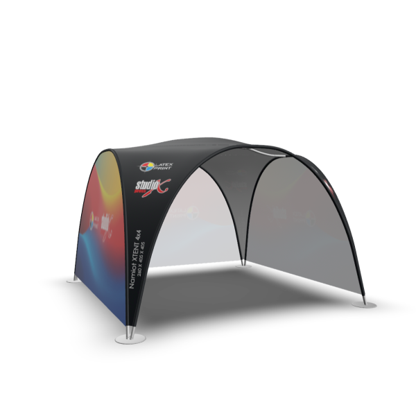 Produkt wystawienniczy, za pomocą którego zaaranżujesz wygodne i praktyczne stoisko. skuteczny nośnik treści reklamowej. Wszystko za sprawą wydruków, którymi pokryjemy dach i ściany boczne. Umieścimy na nich twoje spersonalizowane grafiki. Dzięki temu wyeksponujesz markę i umocnisz jej wizerunek w świadomości potencjalnych klientów.