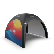 Namiot dmuchany imprezowy, który wykorzystasz nie tylko jako zabezpieczenie przed warunkami atmosferycznymi, ale również jako nośnik reklamy. Nadruk własnych grafik.