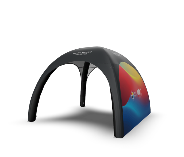 Namiot dmuchany imprezowy, który wykorzystasz nie tylko jako zabezpieczenie przed warunkami atmosferycznymi, ale również jako nośnik reklamy. Nadruk własnych grafik.