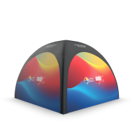 Namiot dmuchany imprezowy, który wykorzystasz nie tylko jako zabezpieczenie przed warunkami atmosferycznymi, ale również jako nośnik reklamy. Nadruk własnych grafik.