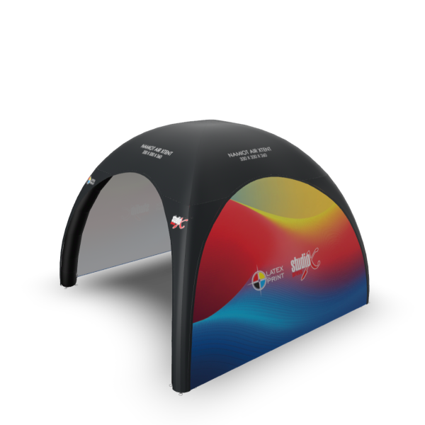 Namiot dmuchany imprezowy, który wykorzystasz nie tylko jako zabezpieczenie przed warunkami atmosferycznymi, ale również jako nośnik reklamy. Nadruk własnych grafik.