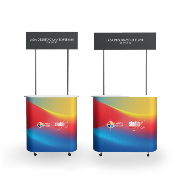 Stoisko reklamowe, trybunka z toperem, lada degustacyjna Standard i mini