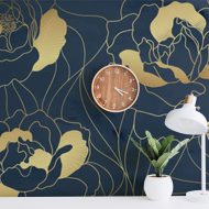 Art Déco BLUE GOLD FLOWER - tapeta na wymiar - obrazek 3
