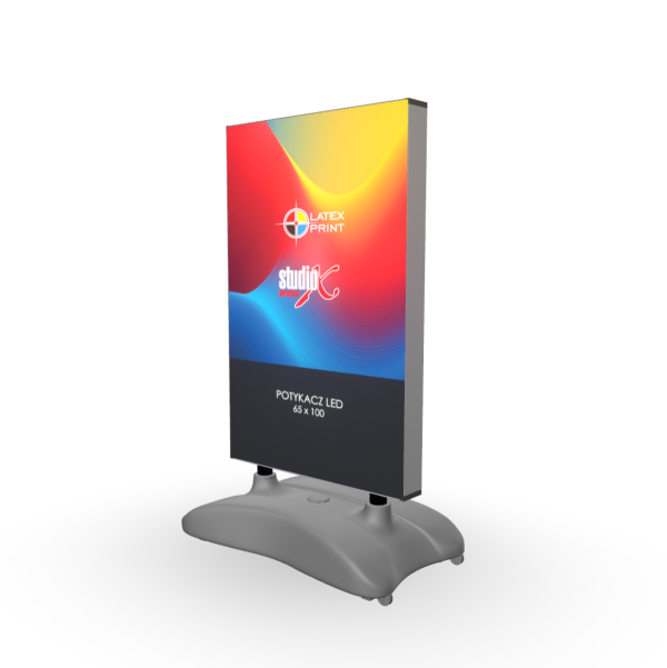 Potykacz reklamowy, do promocji firmy, usług lub produktów na zewnątrz, przed lokalem.