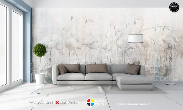 tapeta_GREY_ART_Flamingi Flamingi - tapeta na wymiar