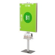 Składany stojak informacyjny na 2 plakaty B1 + 2 kieszenie na ulotki A4/A5/DL